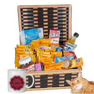 Cesta Bau De Cafe Da Manhã Chocolate Caneca Presente Aniversario