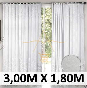 Cortina Renda Classica Branca Roseiral