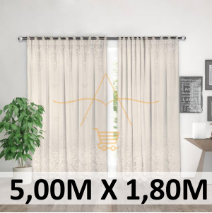 Cortina Renda Sala Quarto Varão Marfim Irlanda 5x1.80m